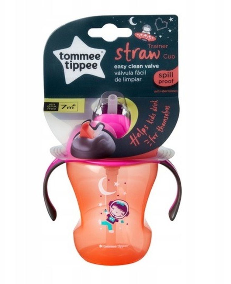 Tommee Tippee, kubek niekapek ze słomką, girl, 6m+, 230 ml