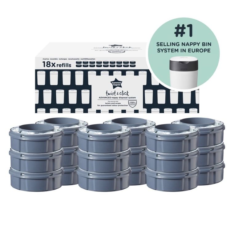 Tommee Tippee, Twist&Click, wkład do pojemników na pieluchy, 18 szt.