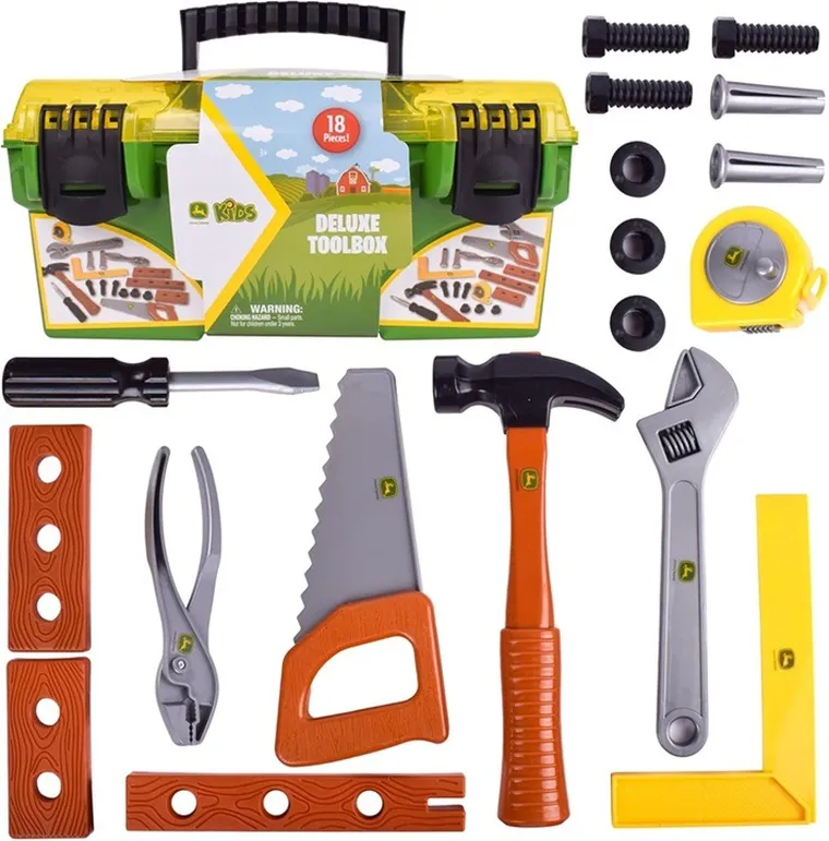 Tomy, John Deere, skrzynka z narzędziami, 18 elementów