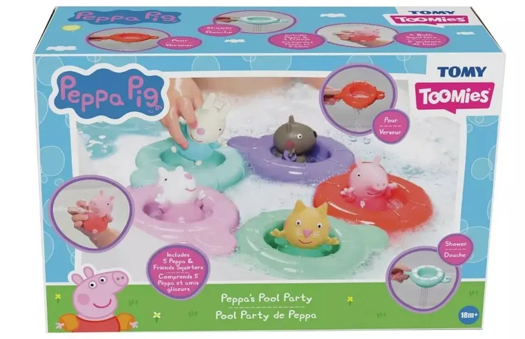 Toomies, Świnka Peppa, zestaw pontoników z figurkami, zabawka do kąpieli