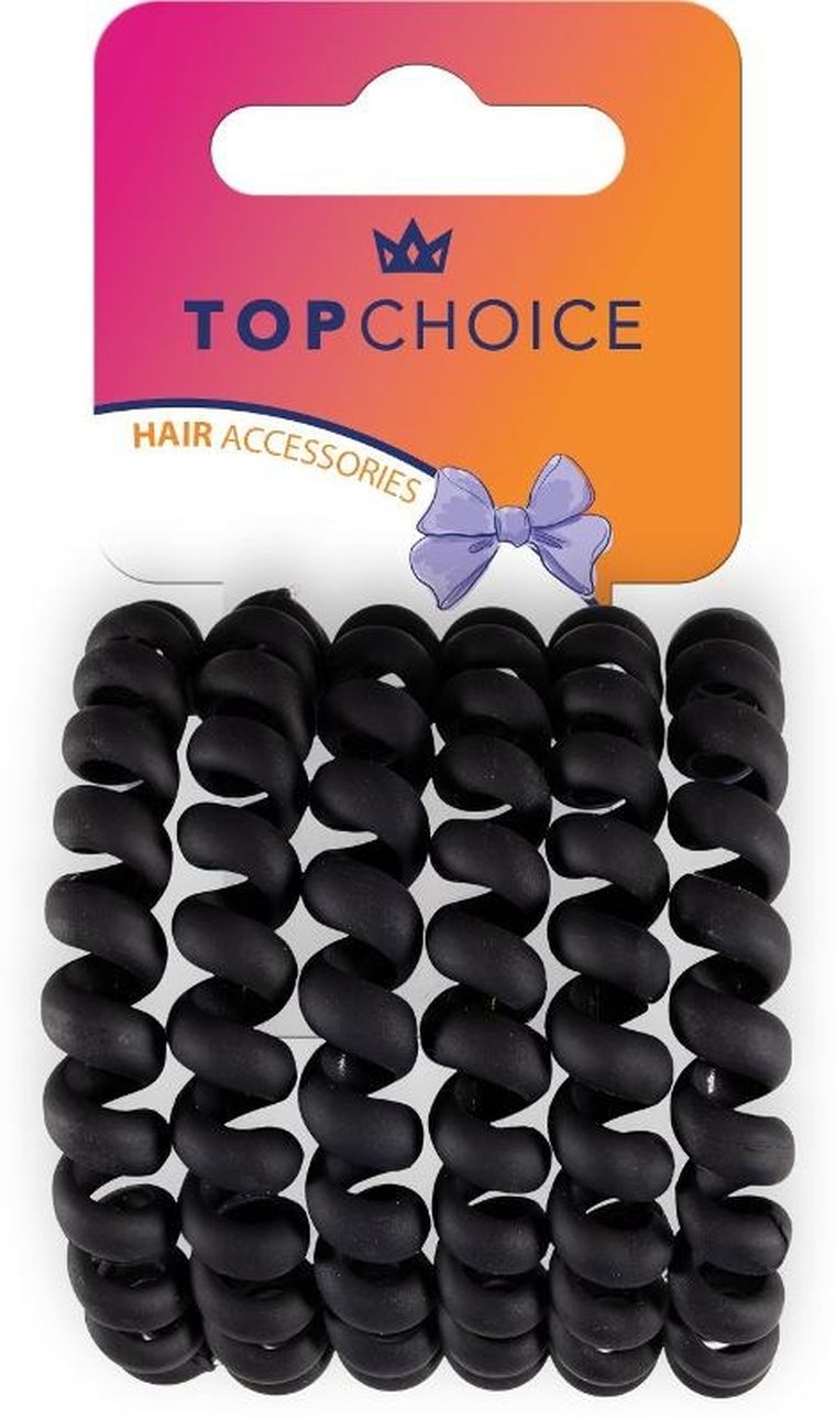 Top Choice, gumki do włosów, czarne, 6 szt.