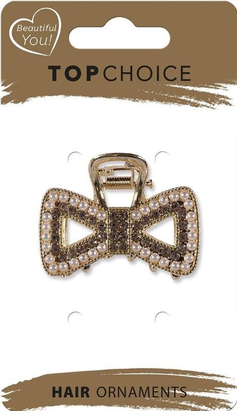 Top Choice, klamerka do włosów, zdobiona złota, 1 szt.