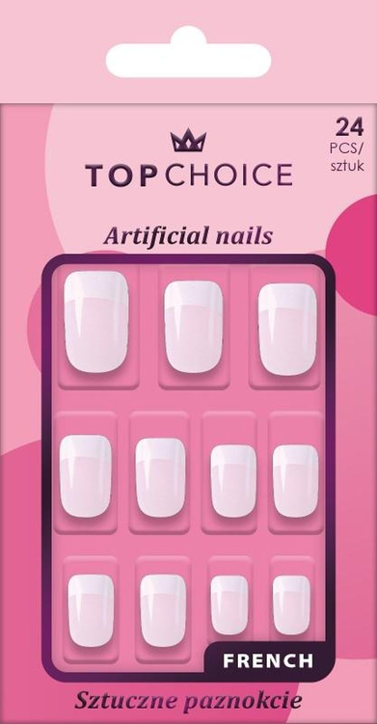 Top Choice, sztuczne paznokcie, french, kwadratowe