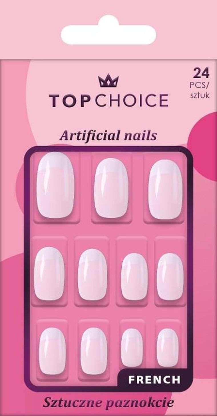 Top Choice, sztuczne paznokcie, french, owalne