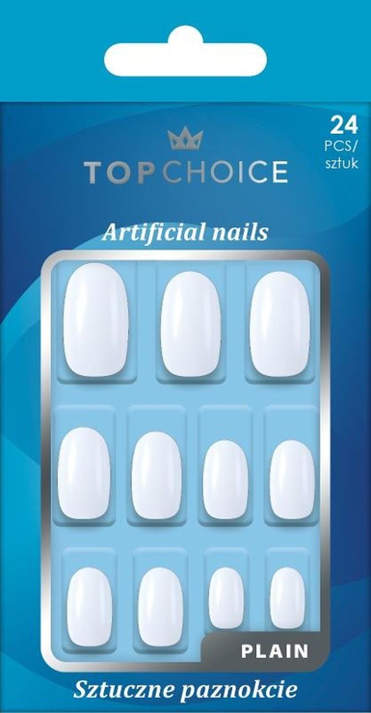 Top Choice, sztuczne paznokcie, mleczne, owalne