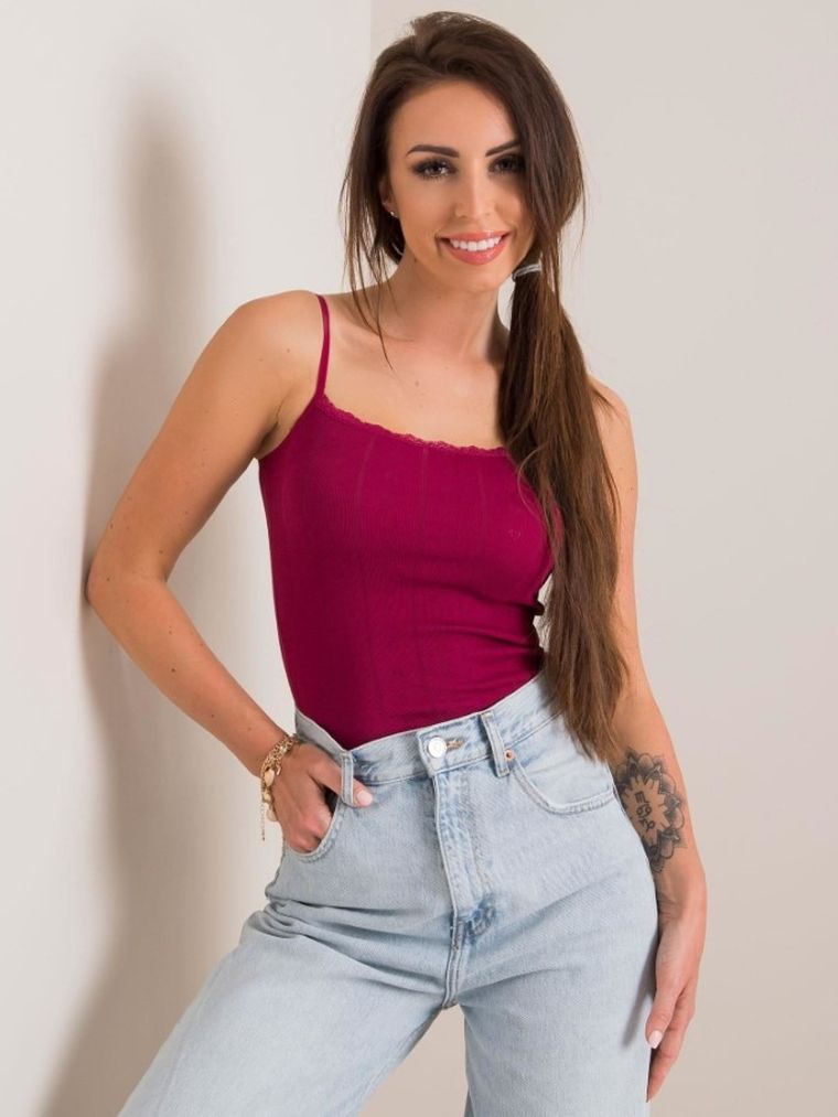 Top damski, bordowy, Berrak