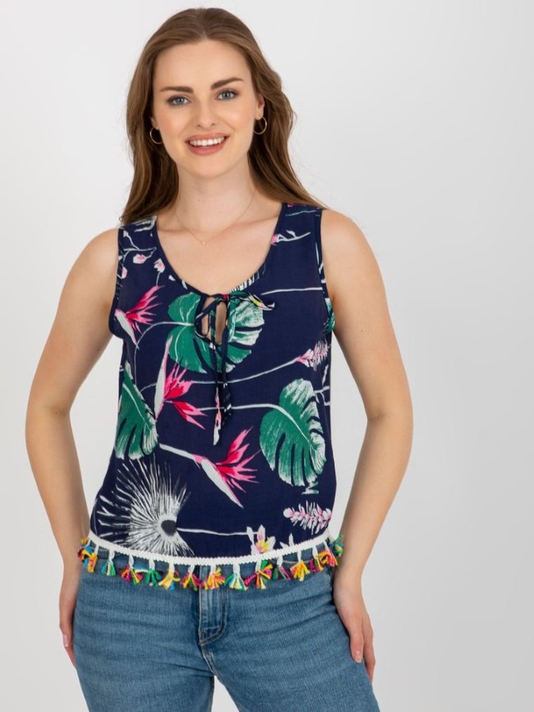 Top damski, granatowy, Baiyibaishun