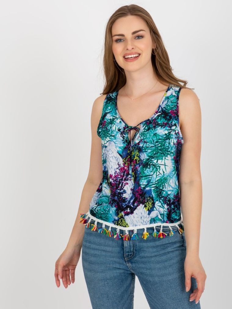 Top damski, miętowy, Baiyibaishun