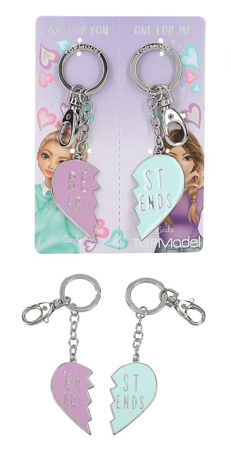 Top Model, BFF, breloczki dla przyjaciółek, 2 połówki serca, fiolet