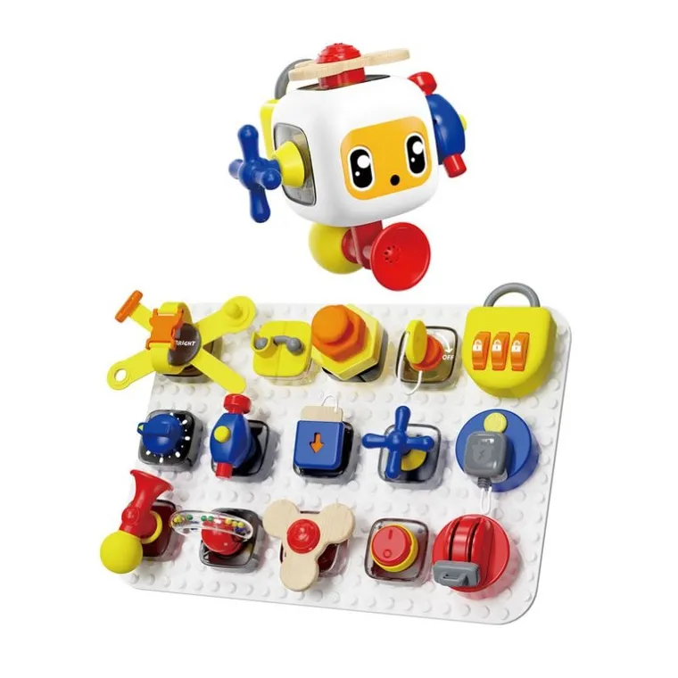 Topbright, tablica manipulacyjna z kostką i doczepianymi elementami, zabawka interaktywna