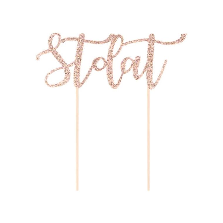 Topper, dekoracja na tort, Sto Lat, różowy