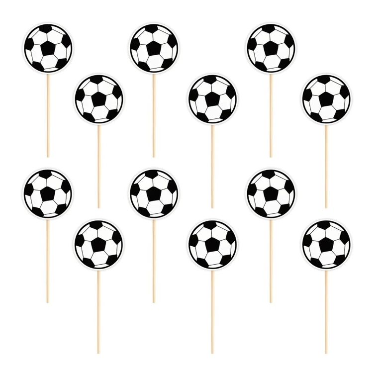 Toppery,dekoracja na tort, Piłka nożna, wykałaczki, 12 szt.