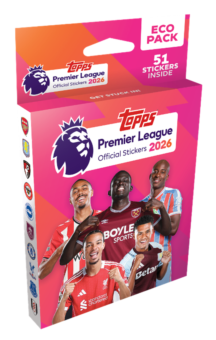 Topps, Premier League 2026, Stickers Eco Pack, zestaw saszetek z naklejkami kolekcjonerskimi, 8 szt.