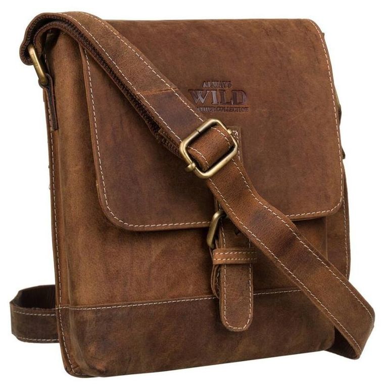 Torba listonoszka, brązowa, skórzana, Always Wild