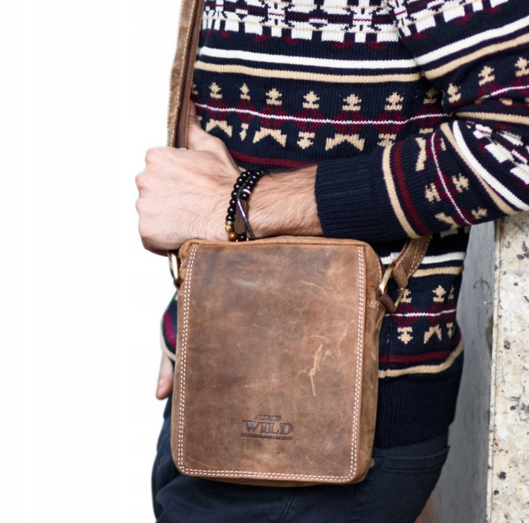 Torba listonoszka, brązowa, skórzana, Always Wild