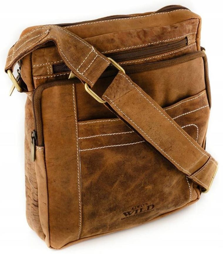 Torba listonoszka, brązowa, skórzana, Always Wild