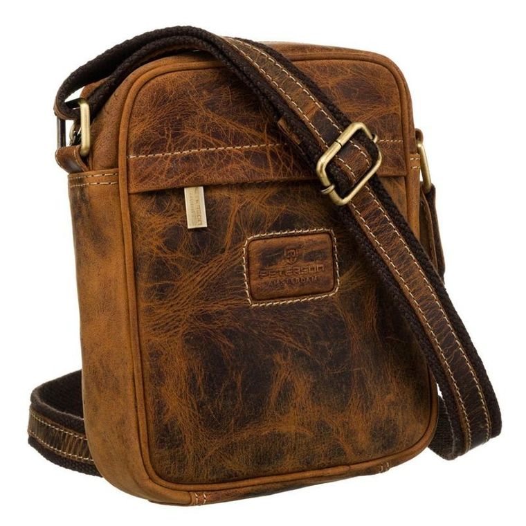 Torba listonoszka, brązowa, skórzana, Peterson
