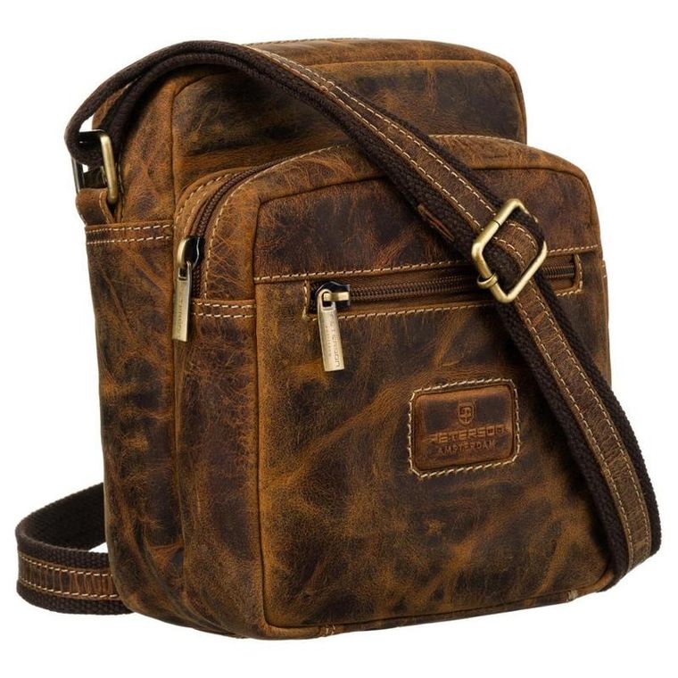 Torba listonoszka, brązowa, skórzana, Peterson