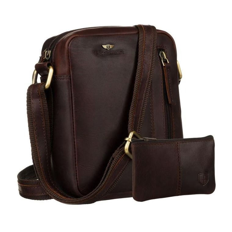 Torba listonoszka, brązowa, skórzana, Peterson