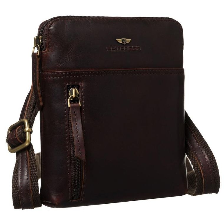 Torba listonoszka, brązowa, skórzana, Peterson
