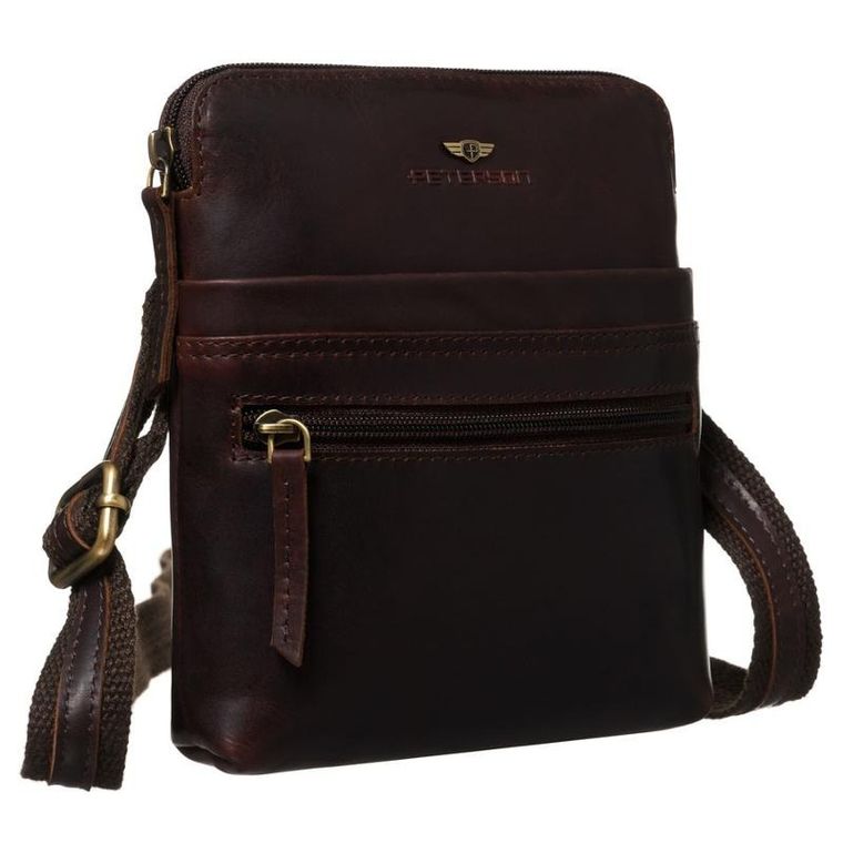 Torba listonoszka, brązowa, skórzana, Peterson