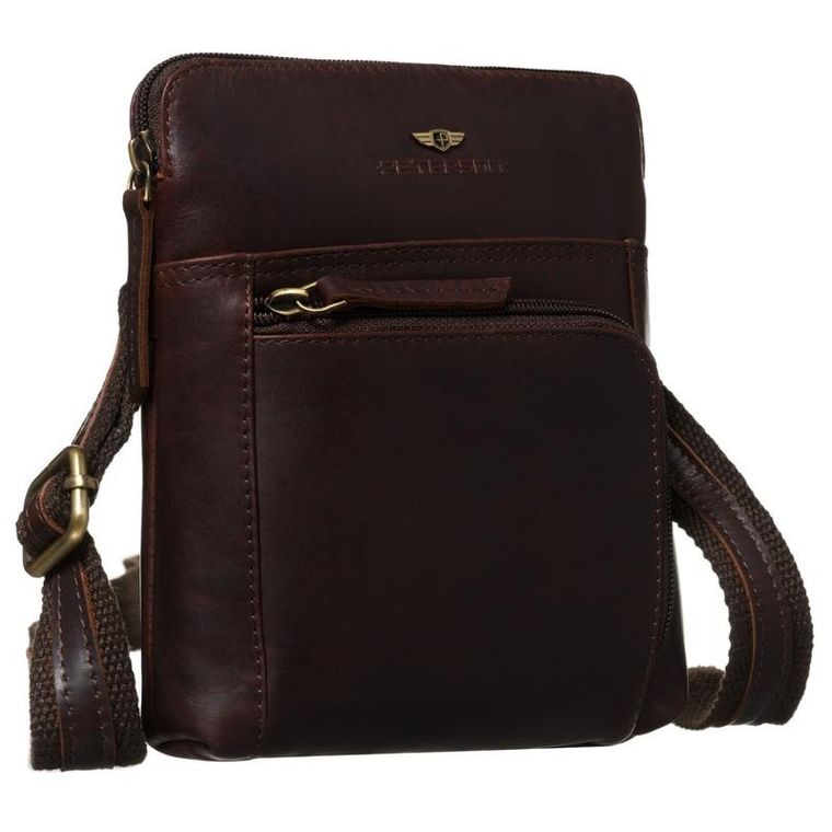 Torba listonoszka, brązowa, skórzana, Peterson