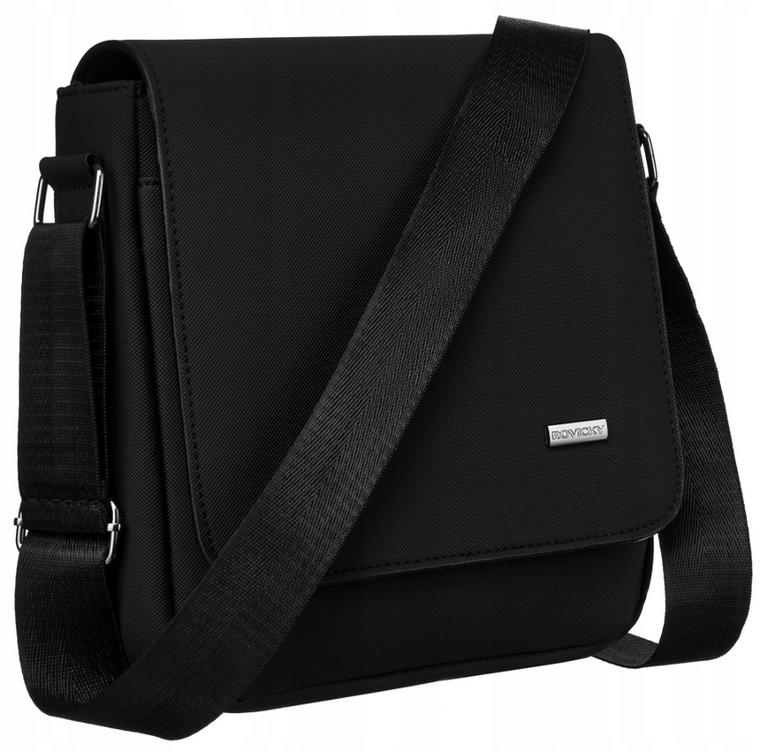 Torba listonoszka, czarna, materiałowa, Rovicky