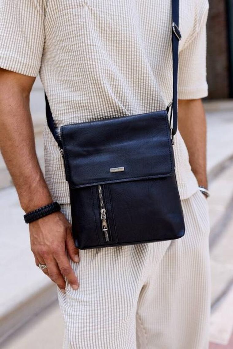 Torba listonoszka, czarna, skóra ekologiczna, Rovicky