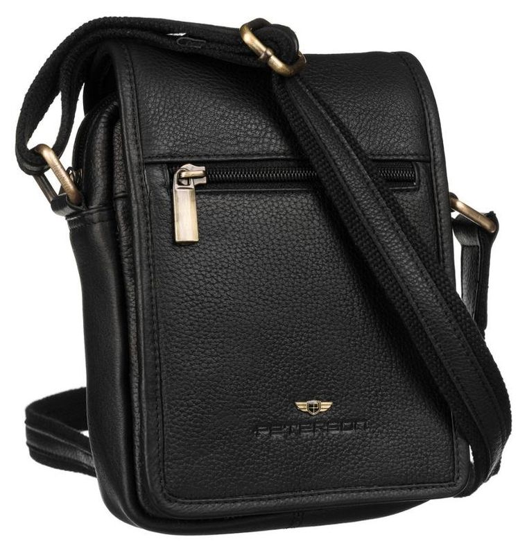 Torba listonoszka, czarna, skórzana, Peterson