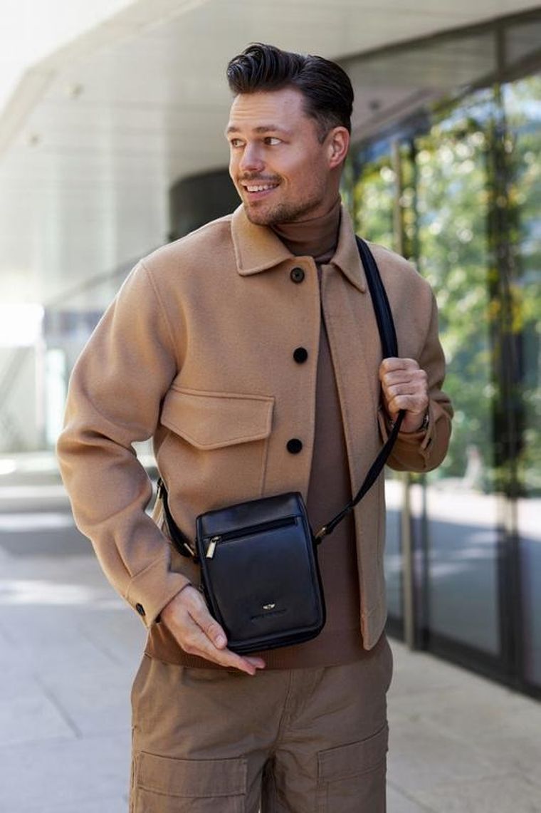 Torba listonoszka, czarna, skórzana, Peterson