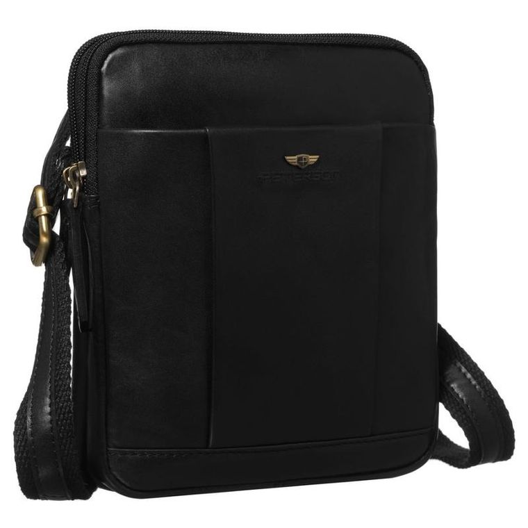 Torba listonoszka, czarna, skórzana, Peterson
