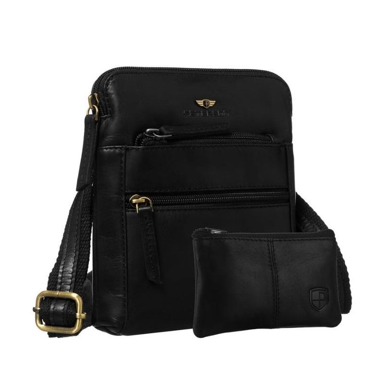 Torba listonoszka, czarna, skórzana, Peterson