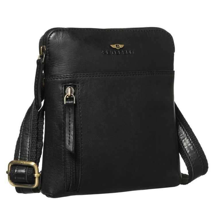 Torba listonoszka, czarna, skórzana, Peterson