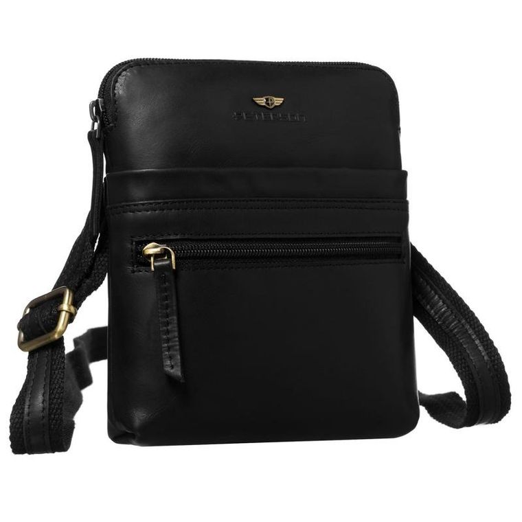 Torba listonoszka, czarna, skórzana, Peterson