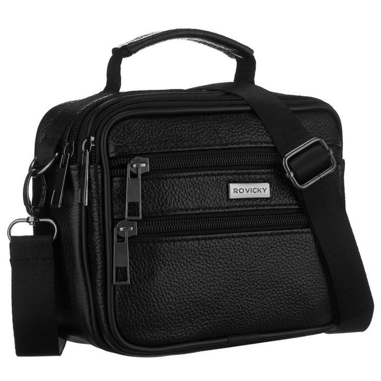 Torba listonoszka, czarna, skórzana, Rovicky