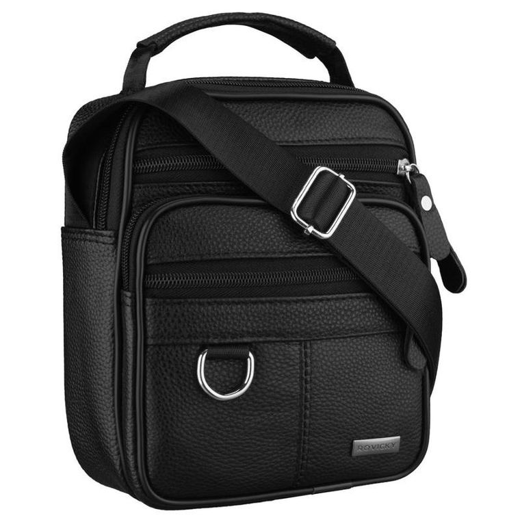 Torba listonoszka, czarna, skórzana, Rovicky