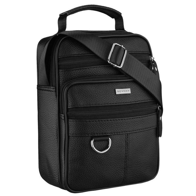 Torba listonoszka, czarna, skórzana, Rovicky