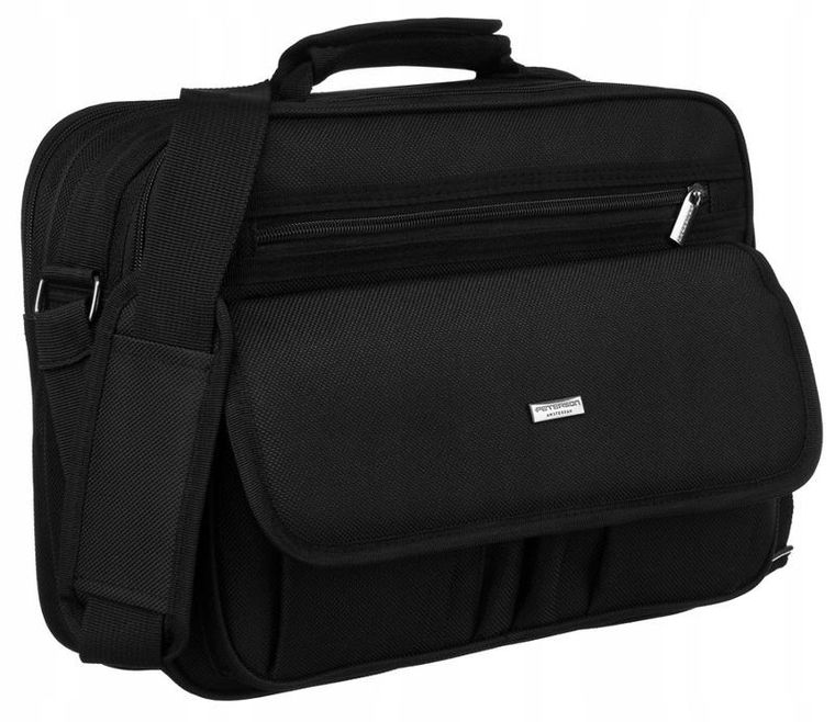 Torba na laptopa, czarna, poliester, Peterson