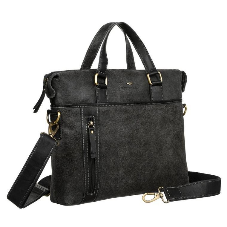 Torba na laptopa, czarna, skórzana, Peterson