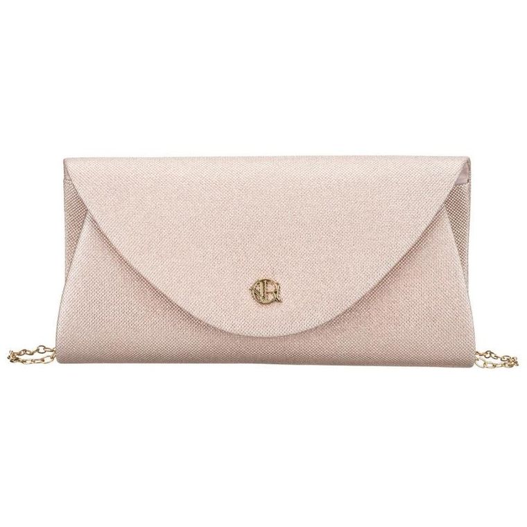 Torebka kopertówka, beżowa, brokatowa, Rovicky