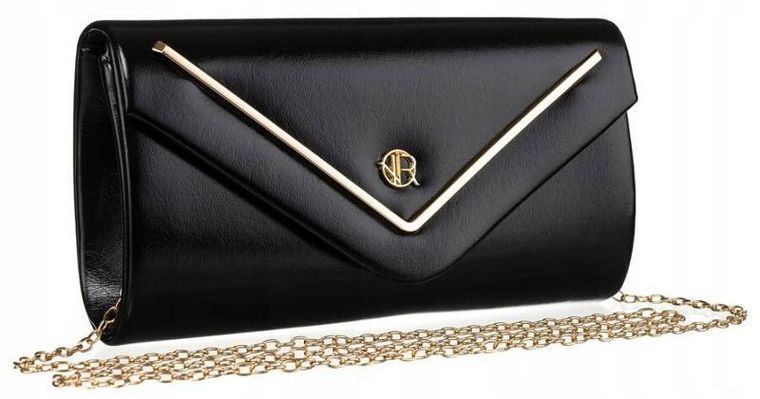 Torebka kopertówka, czarna, skóra ekologiczna, Rovicky