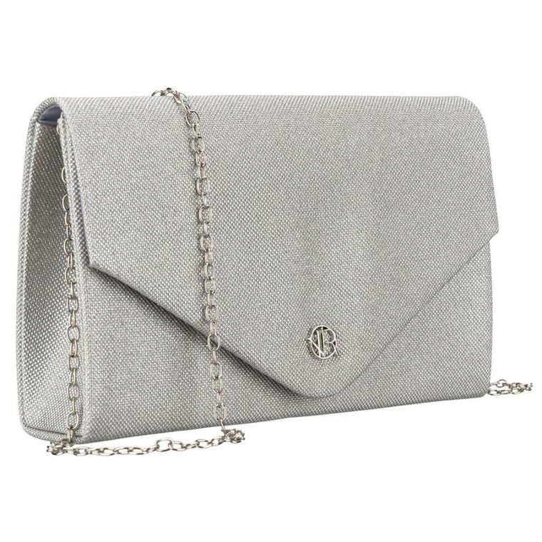 Torebka kopertówka, srebrna, brokatowa, Rovicky