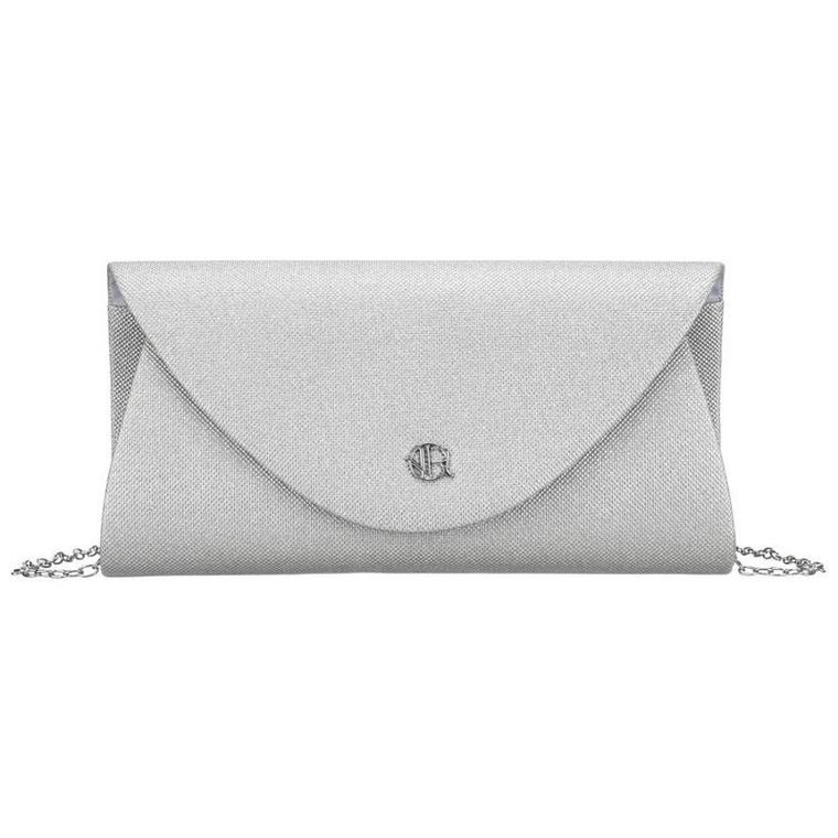 Torebka kopertówka, srebrna, brokatowa, Rovicky