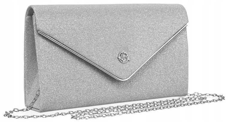 Torebka kopertówka, srebrna, Rovicky