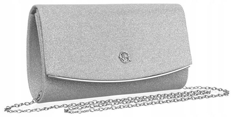Torebka kopertówka, srebrna, Rovicky