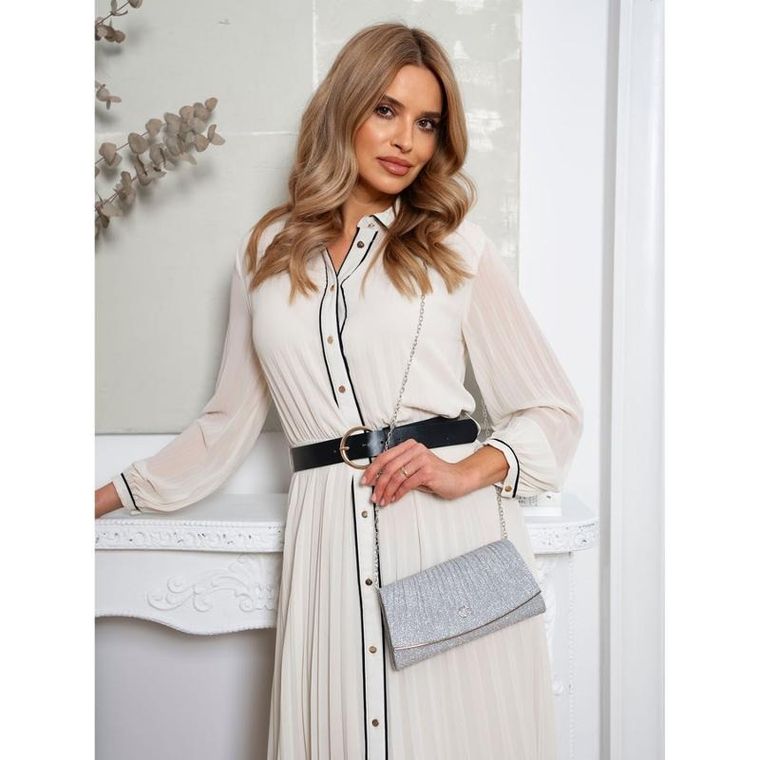 Torebka kopertówka, srebrna, Rovicky