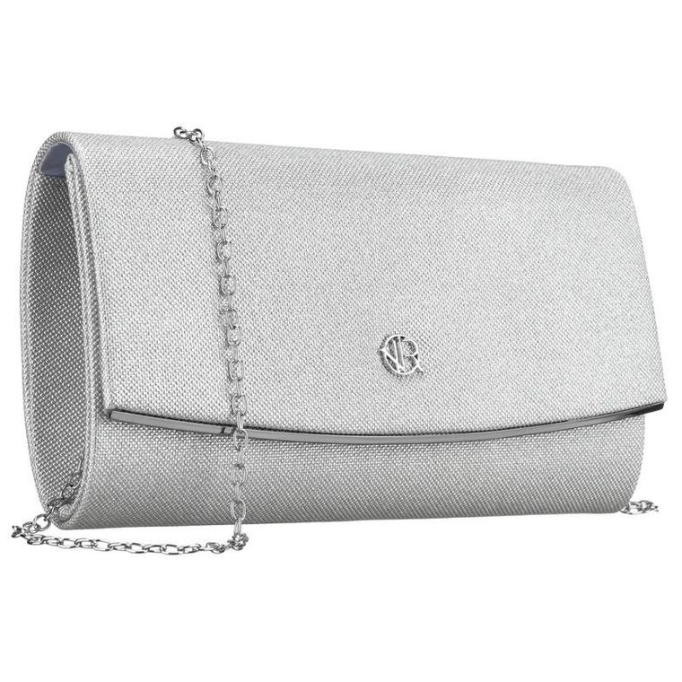 Torebka kopertówka, srebrna, Rovicky