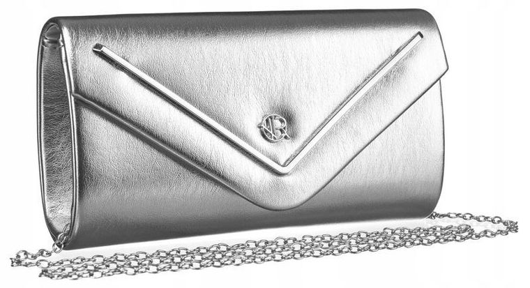 Torebka kopertówka, srebrna, skóra ekologiczna, Rovicky