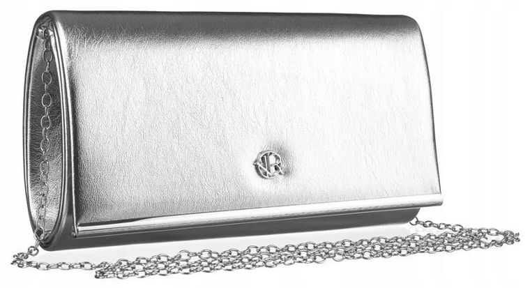 Torebka kopertówka, srebrna, skóra ekologiczna, Rovicky