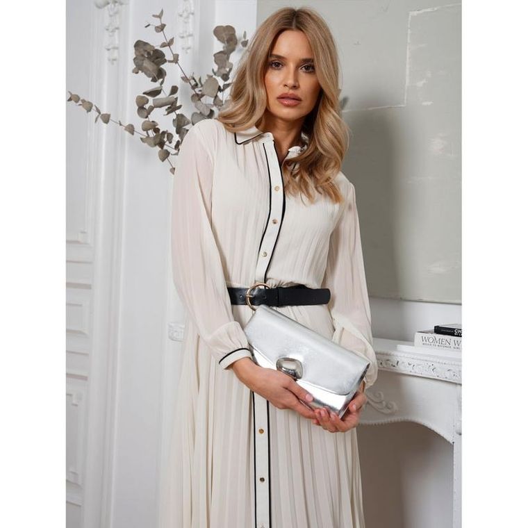 Torebka kopertówka, srebrna, skóra ekologiczna, Rovicky